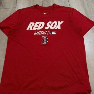 Nike red Boston Red Sox T-shirt‎ athletic fabric Men's size  Large